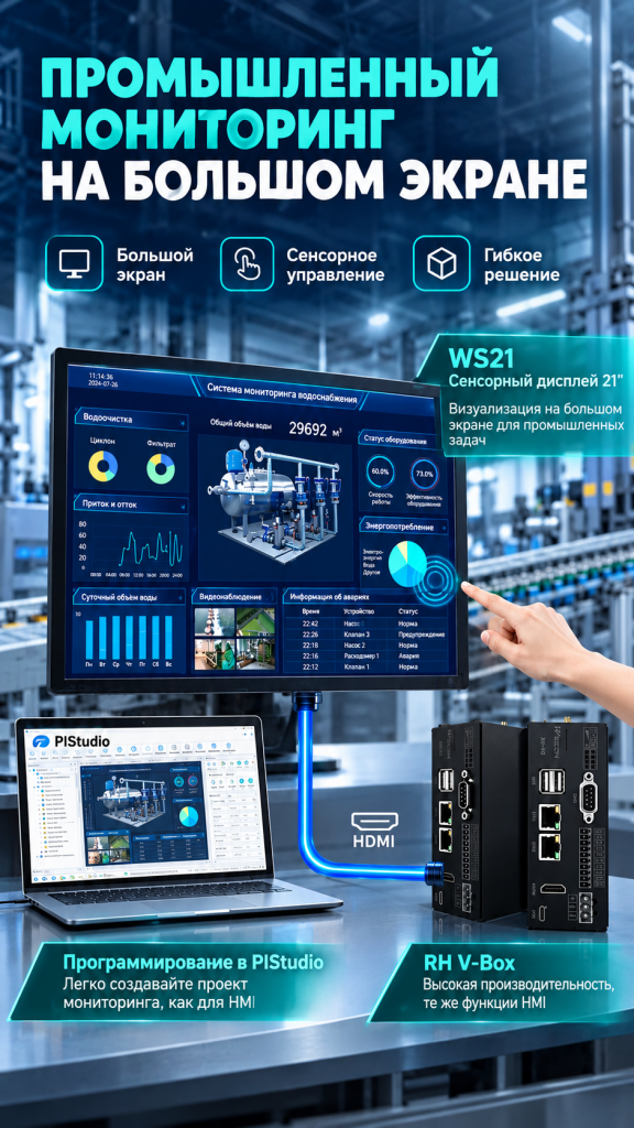 WECON WS21 + RH V-BOX: визуализация промышленного оборудования на большом экране 1 WECON WS21 + RH V-BOX: визуализация промышленного оборудования на большом экране 1